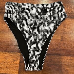 Aerie Jaquard Banded High Cut Cheeky High Waisted Bikini Bottom Size Large